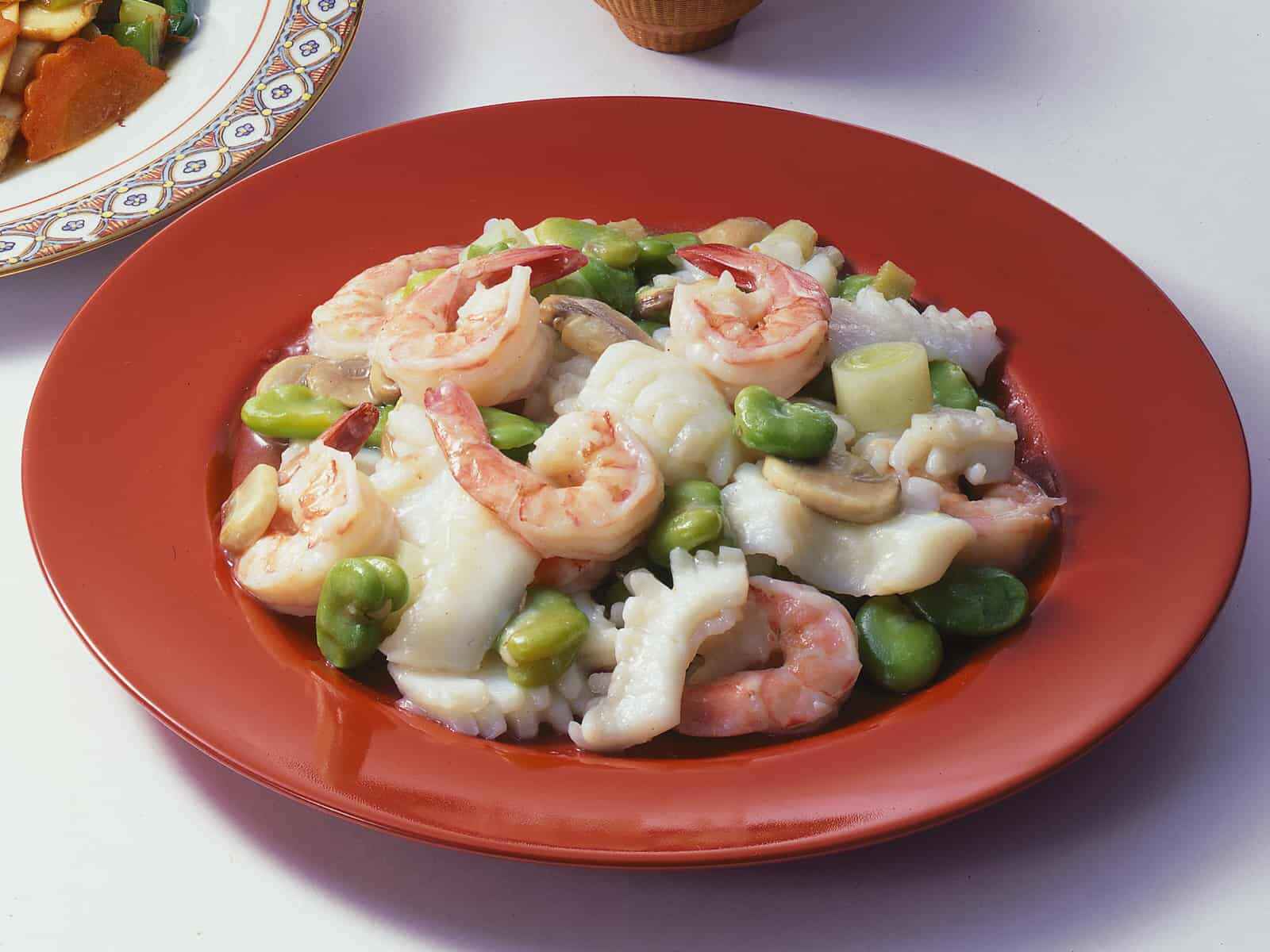 いかとそら豆の炒め物