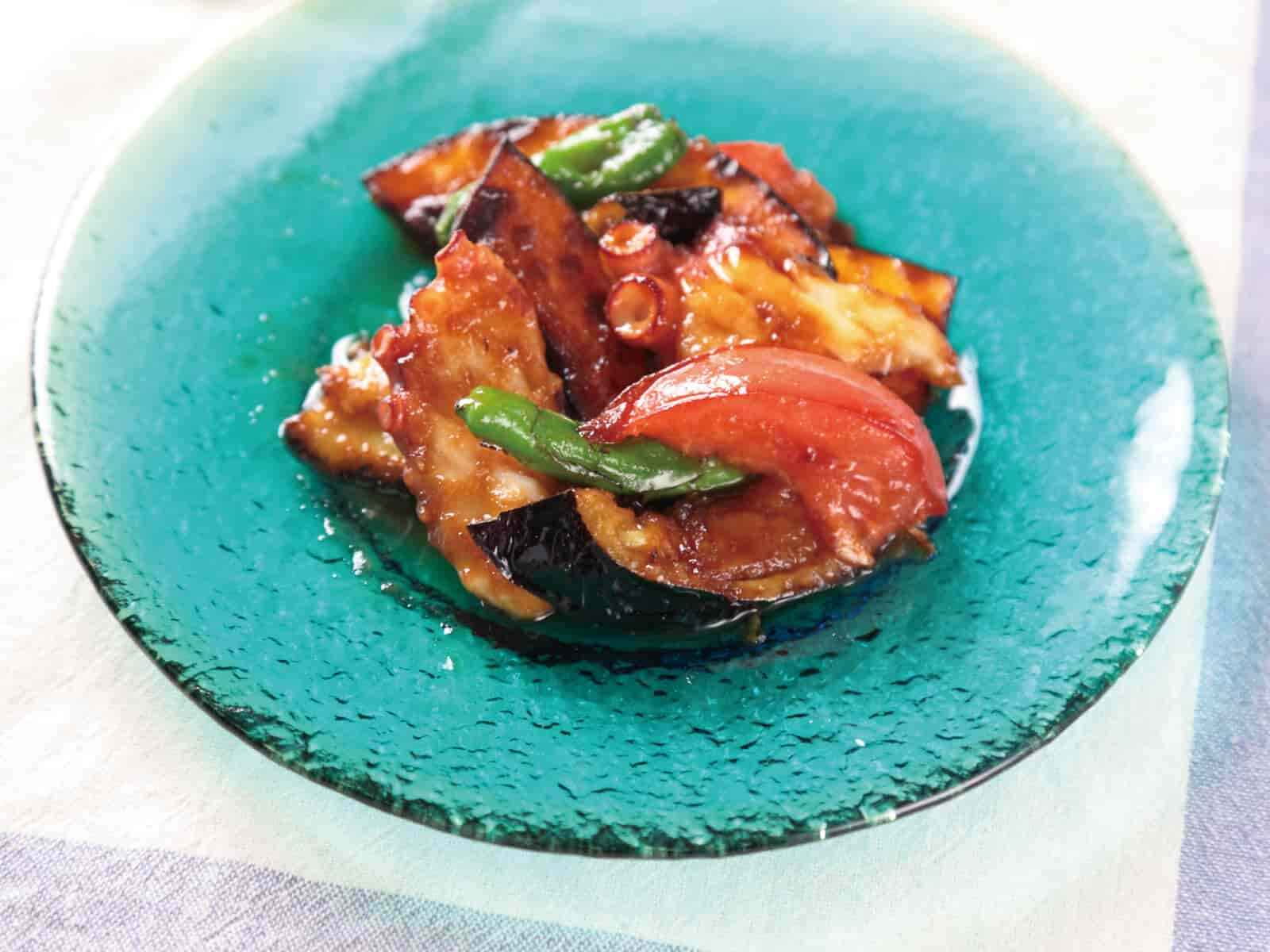 たこと夏野菜のくわ焼き