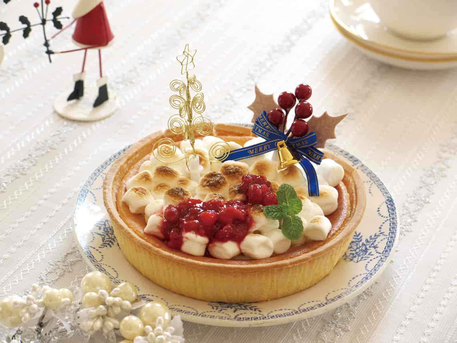 市販のチーズケーキで簡単クリスマスケーキ