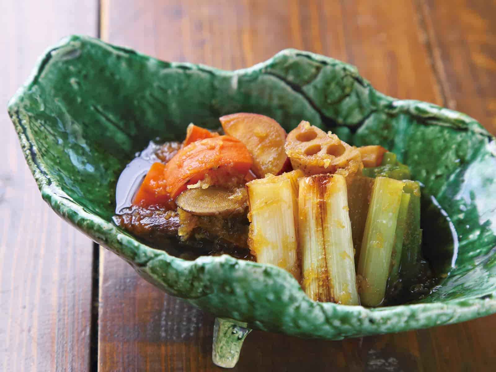 焼き長ねぎと根菜のみぞれ煮