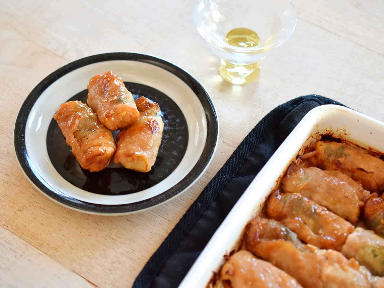 高野豆腐と青じその豚肉まき