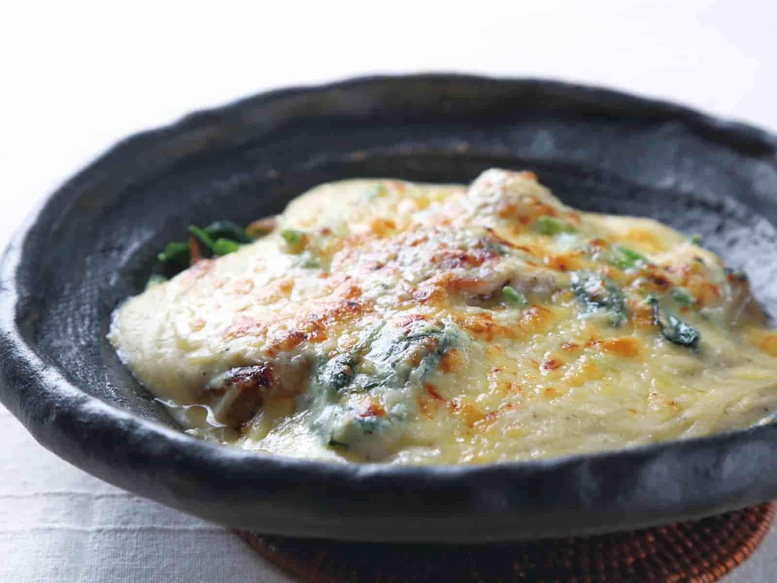 ほうれん草と鶏肉の豆腐グラタン