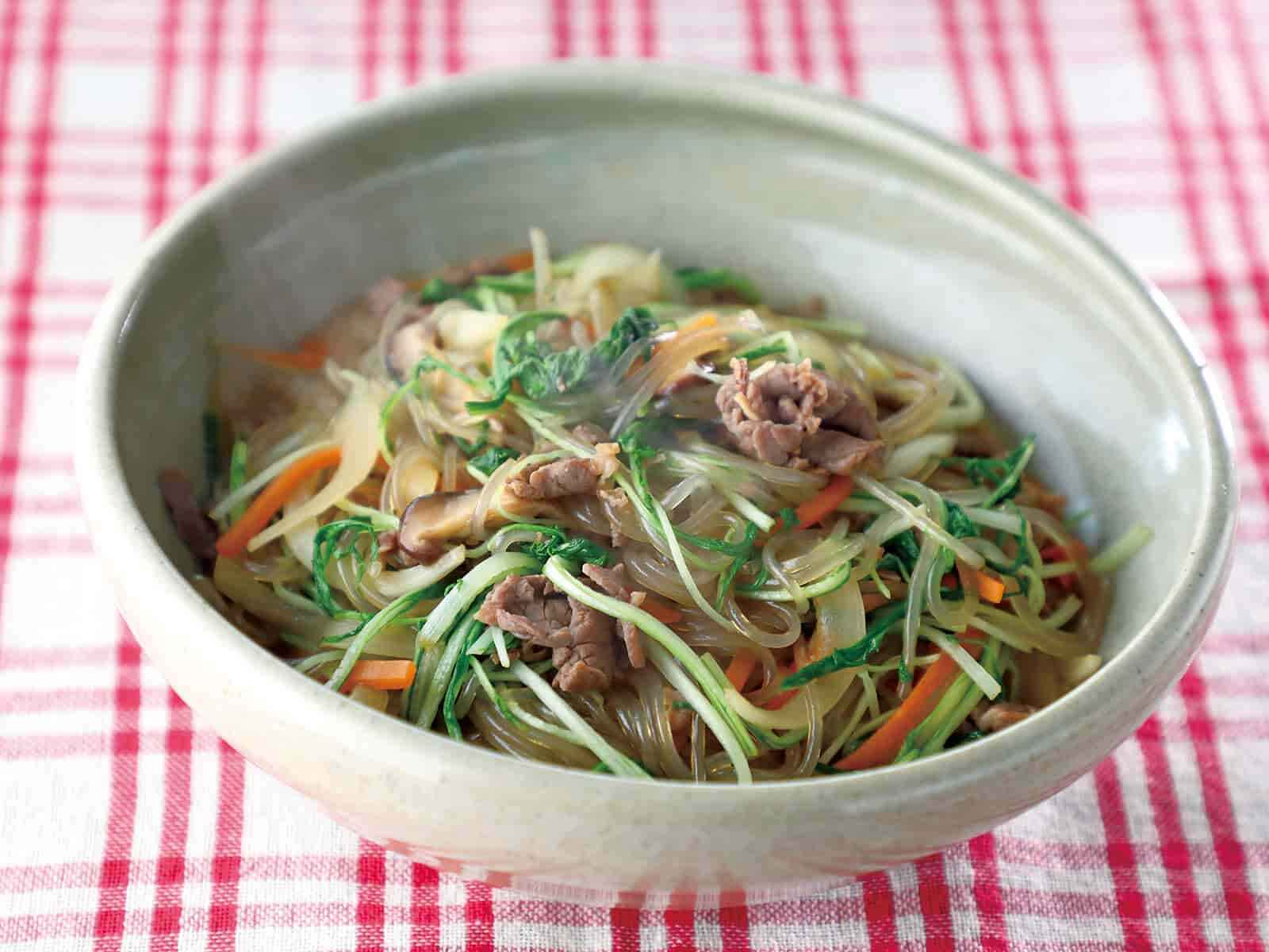 水菜と牛肉のチャプチェ