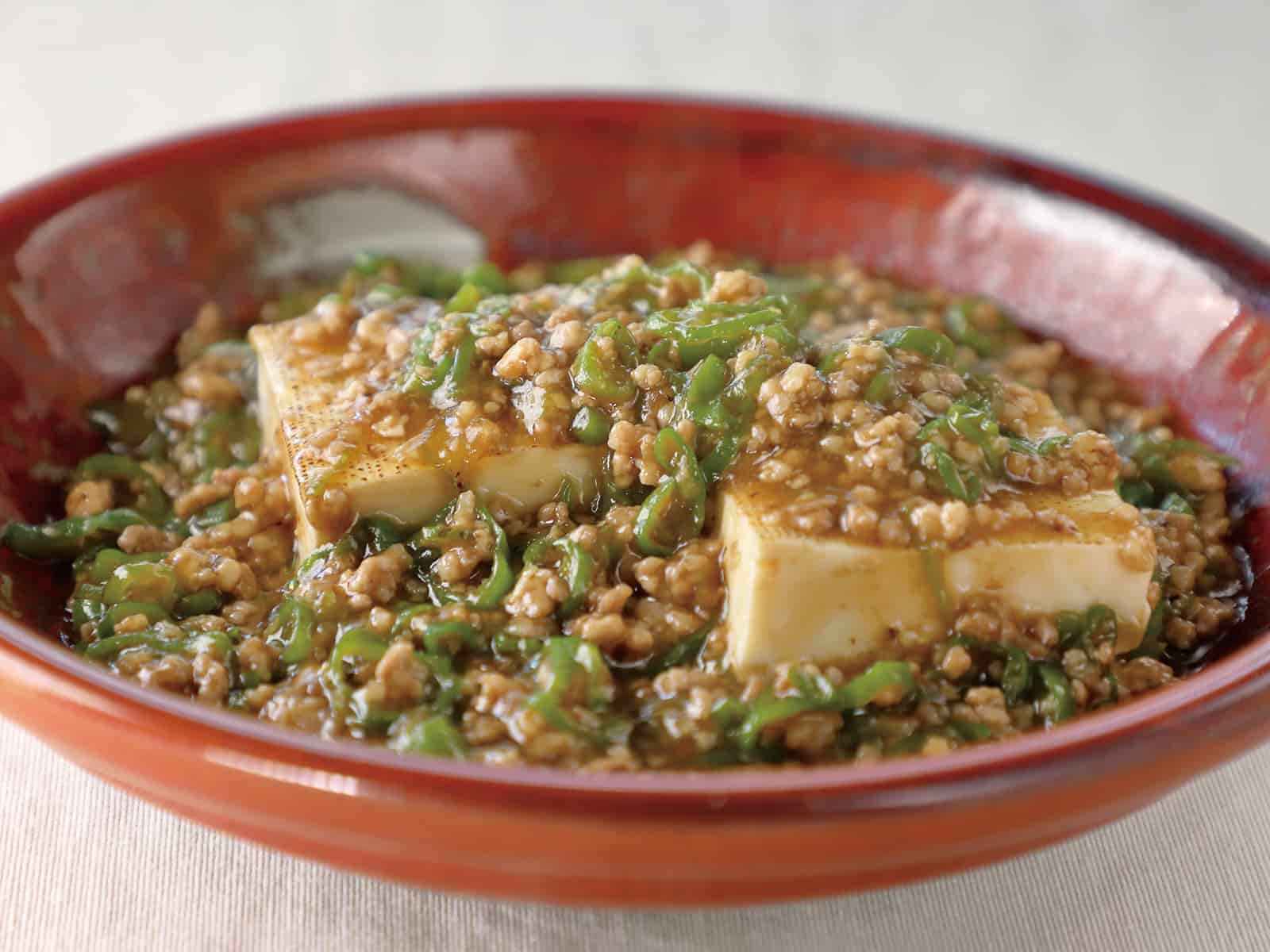 豆腐のしし唐肉あんかけ