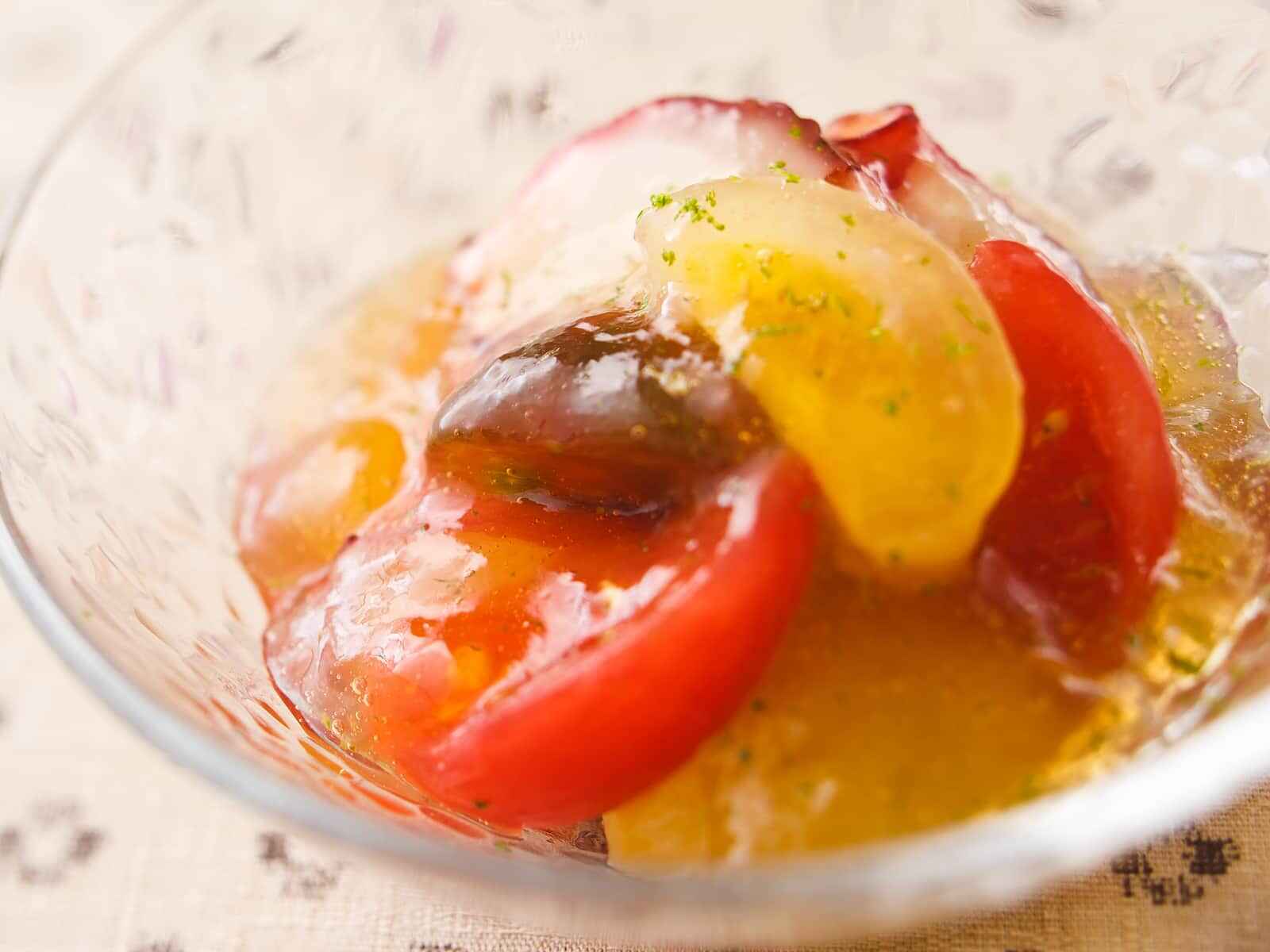 たことトマトのすだちジュレがけ