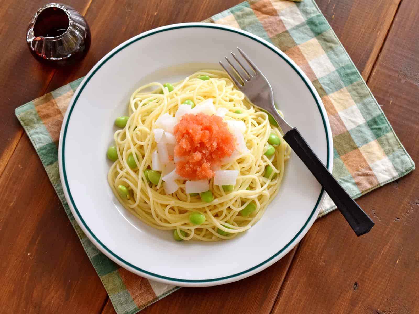 いかとえだ豆の冷製スパゲッティ