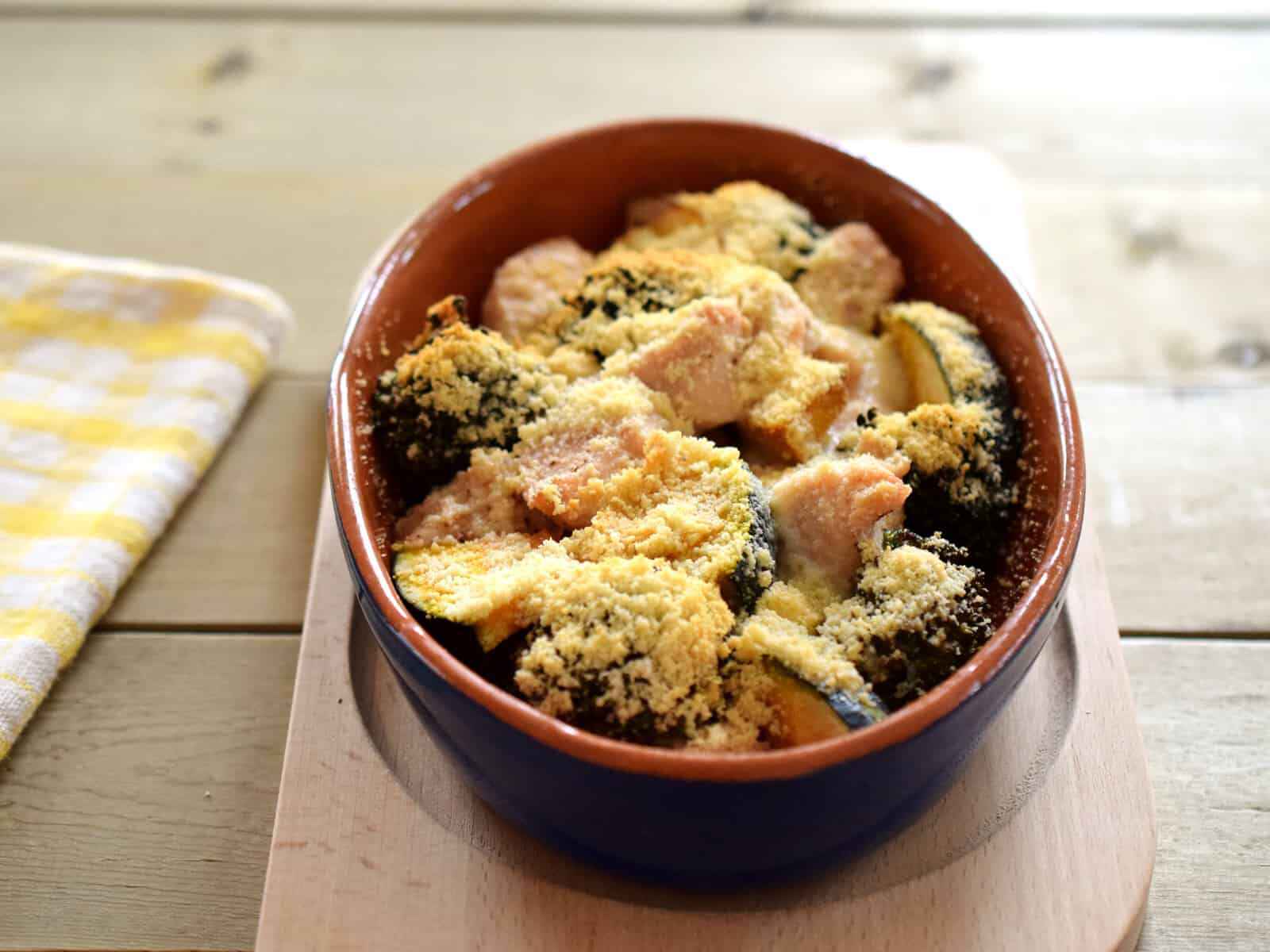 緑黄色野菜とチキンのパルミジャーノ焼き